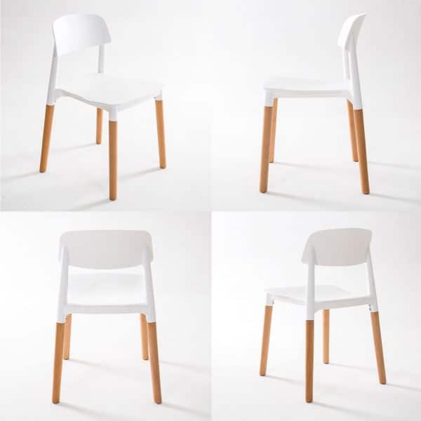 4X Retro Belloch Stackable Dining Cafe Chair WHITE - Image 2