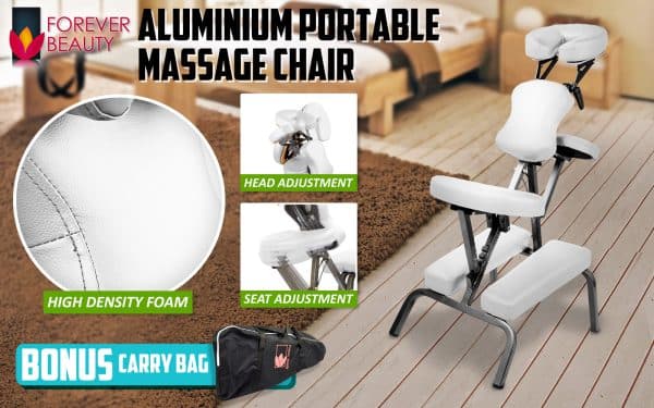 Aluminium Portable Beauty Massage Foldable Chair Table WHITE - Image 2