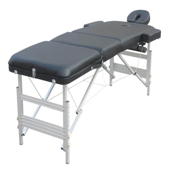 YES4HOMES 3 Fold Portable Aluminium Massage Table Massage Bed Beauty Therapy Black - Image 2