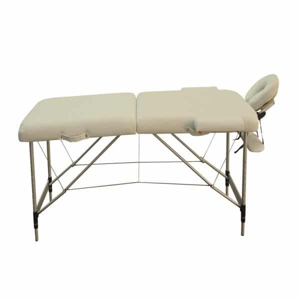 YES4HOMES 2 Fold Portable Aluminium Massage Table Massage Bed Beauty Therapy Beige - Image 2