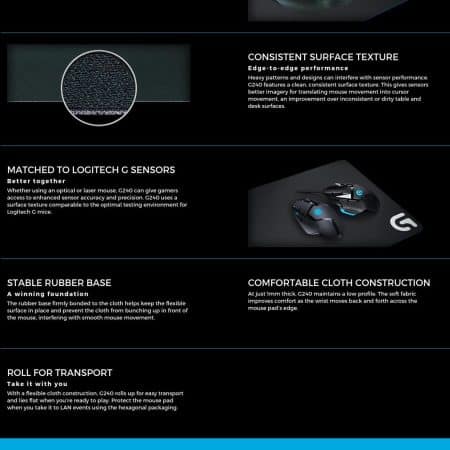 Logitech G240 Cloth Gaming Mouse Pad (943-000046) - Image 2