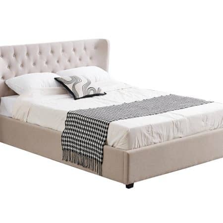 Cambridge Tan Beige Linen Tufted Bed - Queen