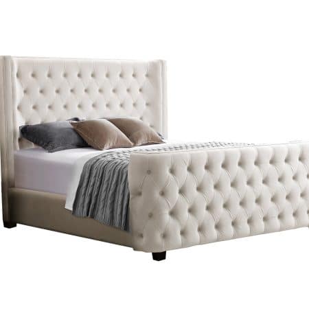 Milan Cream Velvet Tufted  Headboard and End board Bed Frame - King