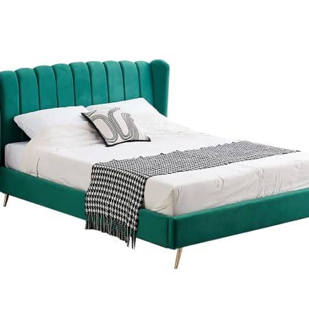 Vienna Peacock Green Velvet Bed - Queen