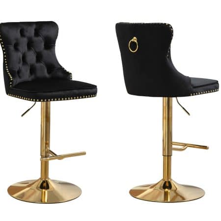 Sahara Black Barstool with Gold Stand -Set of 2