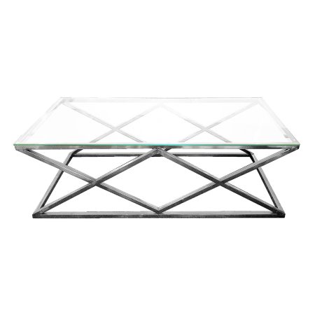 Alsea Coffee Table Silver Base - Clear Glass