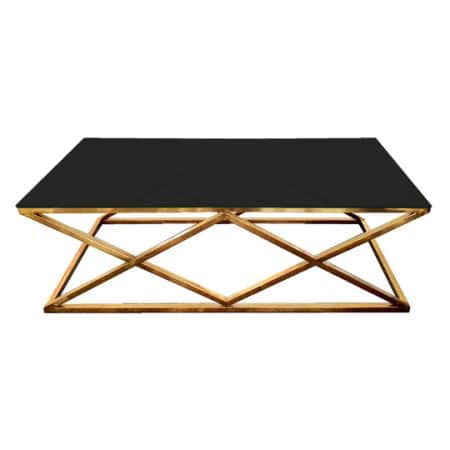 Alsea Coffee Table Gold Base - Black Glass