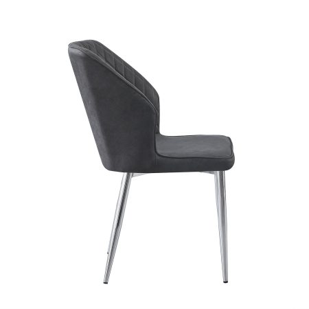 Cross Pattern Dining Chair - Charcoal with Silver Legs - Set of 4 - Image 2