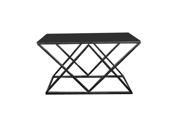 Alsea Console Table Black Base - Black Glass