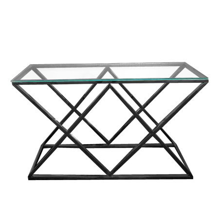 Alsea Console Table Black Base - Clear Glass
