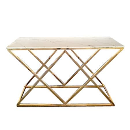 Alsea Console Table Gold Base - White Marble