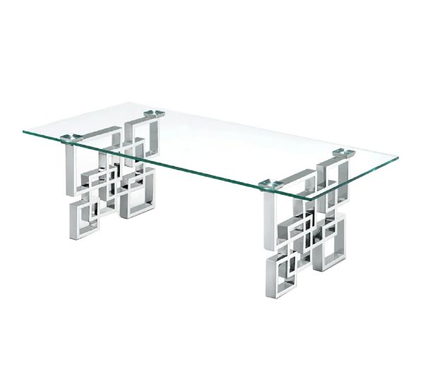 Royale Silver Coffee Table - Clear Glass