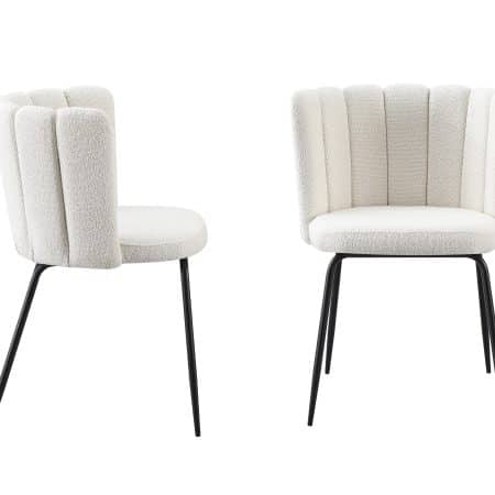 Amelia Boucle Beige Dining Chairs - Set of 2