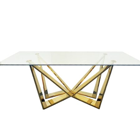 Roula Gold Dining Table - Clear Glass - 240cm x 110cm