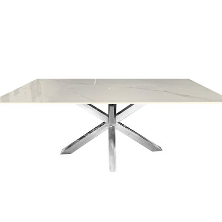 Miles Gold With White Marble Dining Table - 90cm x 180cm