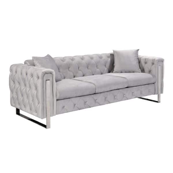 Madeline Range - Light Grey Velvet - Silver Trims - Image 2