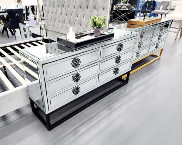 Athens Mirrored Dresser Table -Black - Image 2