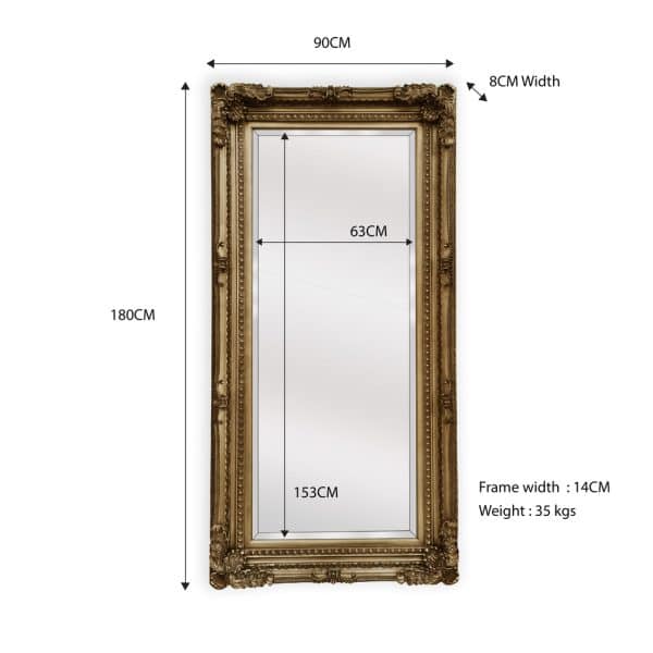 LUX French Provincial Ornate Mirror - Antique Champagne - Image 2
