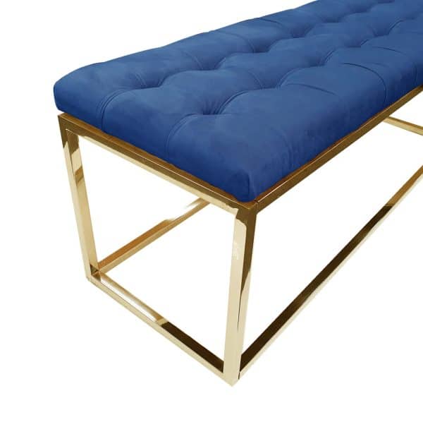 Holly Ottoman Gold Base - Blue Seat - Image 2