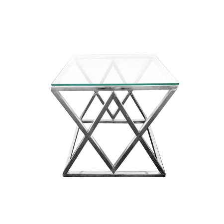 Alsea Side Table Silver Base - Clear Glass