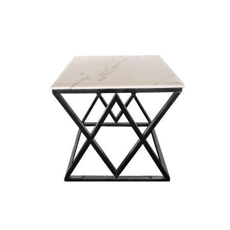 Alsea Side Table Black Base - White Marble