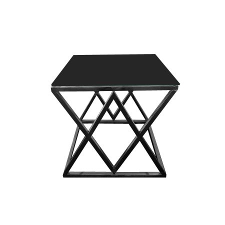Alsea Side Table Black Base - Black Glass