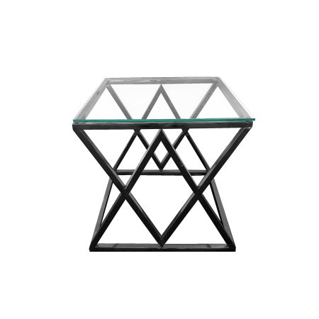 Alsea Side Table Black Base - Clear Glass