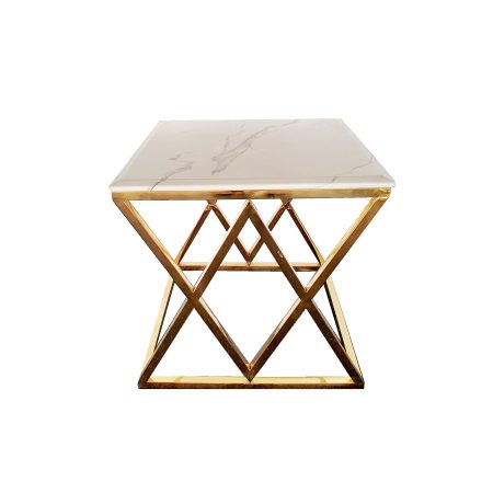 Alsea Side Table Gold Base - White Marble