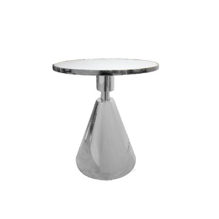 Glam Silver 50cm Side Table - White Marble
