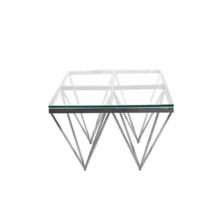 Pinnacle Silver Side Table - Black Glass