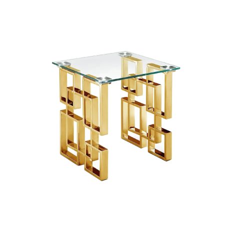Royale Gold Side Table - White Marble