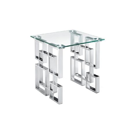 Royale Silver Side Table -Clear Glass