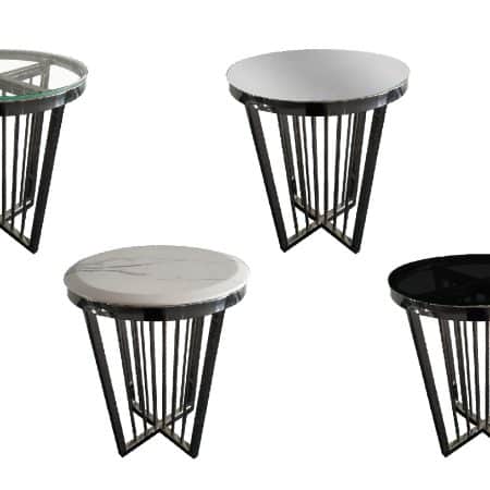 Salina Side Table 45cm Black Base -Mirror Glass
