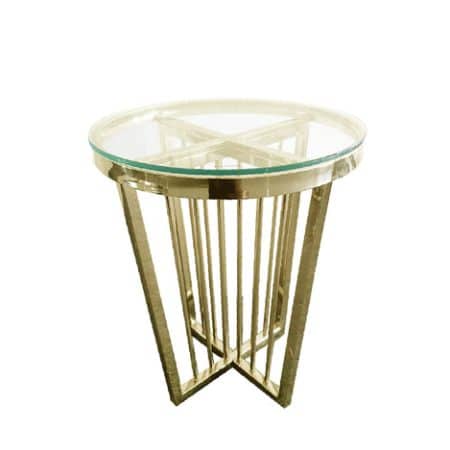 Salina Side Table 45cm Gold Base - Clear Glass