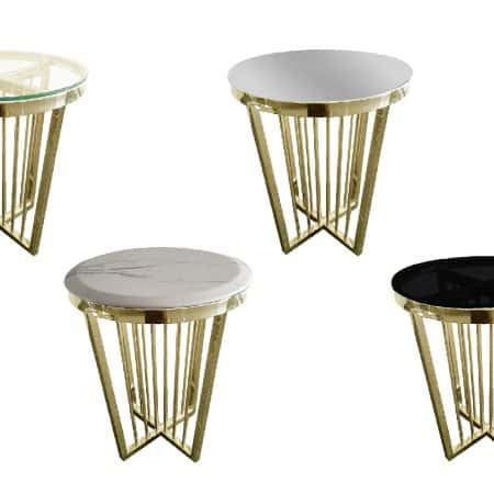 Salina Side Table 45cm Gold Base - White Marble
