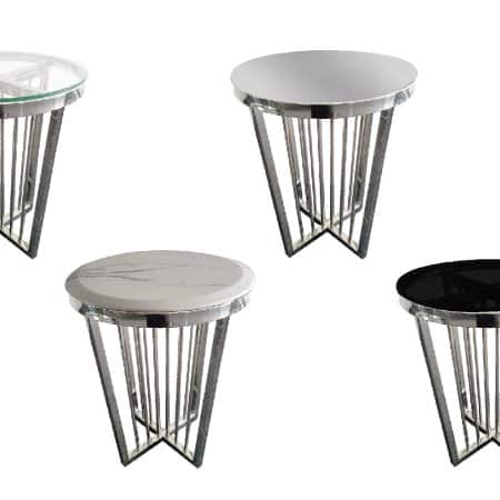 Salina Side Table 45cm Silver Base - Mirror Glass