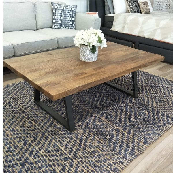 Begonia Coffee Table 130cm Live Edge Solid Mango Wood Unique Furniture - Natural - Image 2
