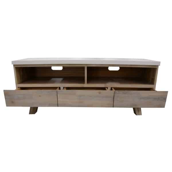 Stony 150cm ETU Entertainment TV Unit with Concrete Top - White - Image 2