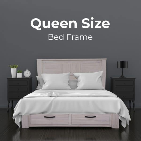 Foxglove Bed Frame Queen Size Timber Mattress Base With Storage Drawers - White - Image 2