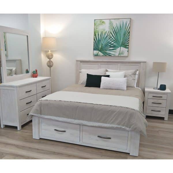 Foxglove Tallboy 5 Chest of Drawers Solid Ash Wood Bed Storage Cabinet - White - Image 2