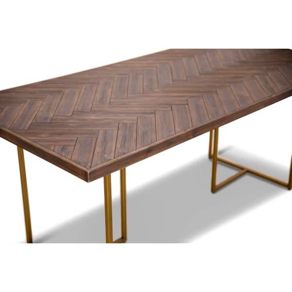 Tuberose Dining Table 180cm Solid Acacia Wood Home Herringbone Parquet - Brown - Image 2