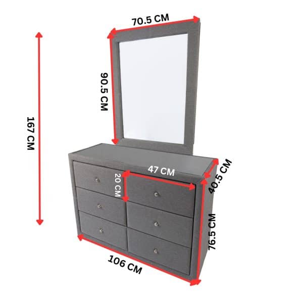 Molly Dresser Mirror For Vanity Dressing Table - Light Grey - Image 2