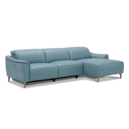 Inala 2 Seater Genuine Leather Sofa Lounge Electric Powered Recliner RHF Chaise Blue - Image 2