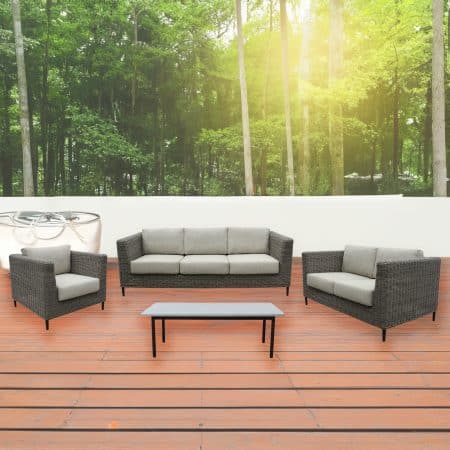 Lara 2 Seater Outdoor Sofa Rattan Wicker Lounge Light Grey - Image 2