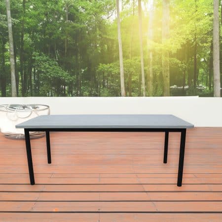 Lara 240cm 8 Seater Outdoor Dining Table Glass Concrete Top - Image 2
