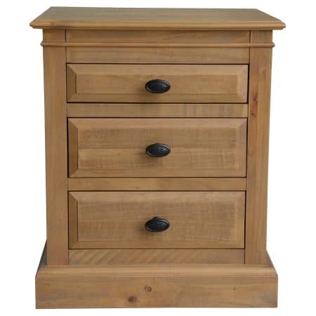 Jade Set of 2 Bedside Table 3 Drawers Storage Cabinet Nightstand - Natural - Image 2