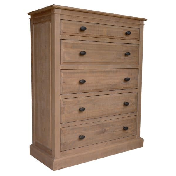 Jade Tallboy 5 Chest of Drawers Bed Storage Cabinet Stand - Natural - Image 2