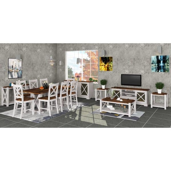 Erica Dining Table 240cm Solid Acacia Timber Wood Hampton Furniture Brown White - Image 2