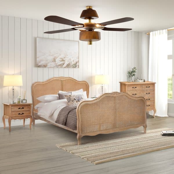 Bali Queen Size Bed Frame Rattan Solid Timber Wood Mattress Base Oak - Image 2