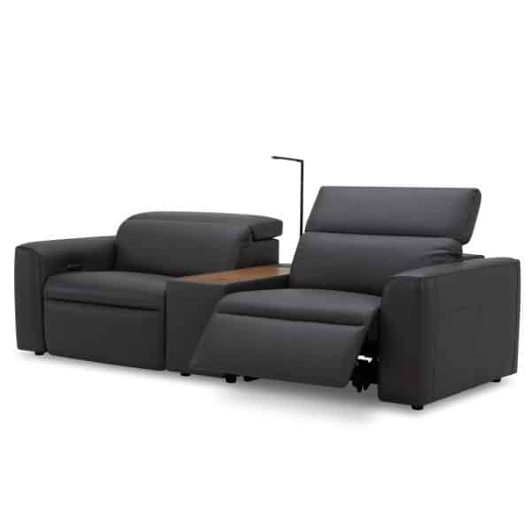 Hallie  2 Seater Genuine Leather Sofa Lounge Electric Powered Recliner Graphite - Image 2